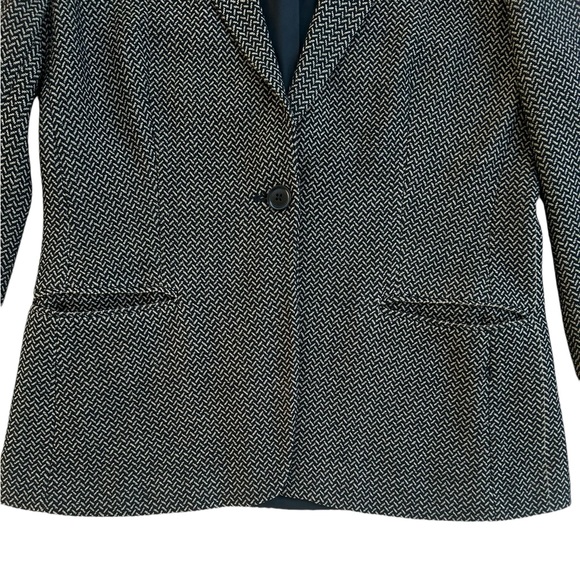 Max Mara Blazer Sz 14 Virgin Wool Herringbone 1 Button Pockets Academia Jacket - Picture 12 of 16